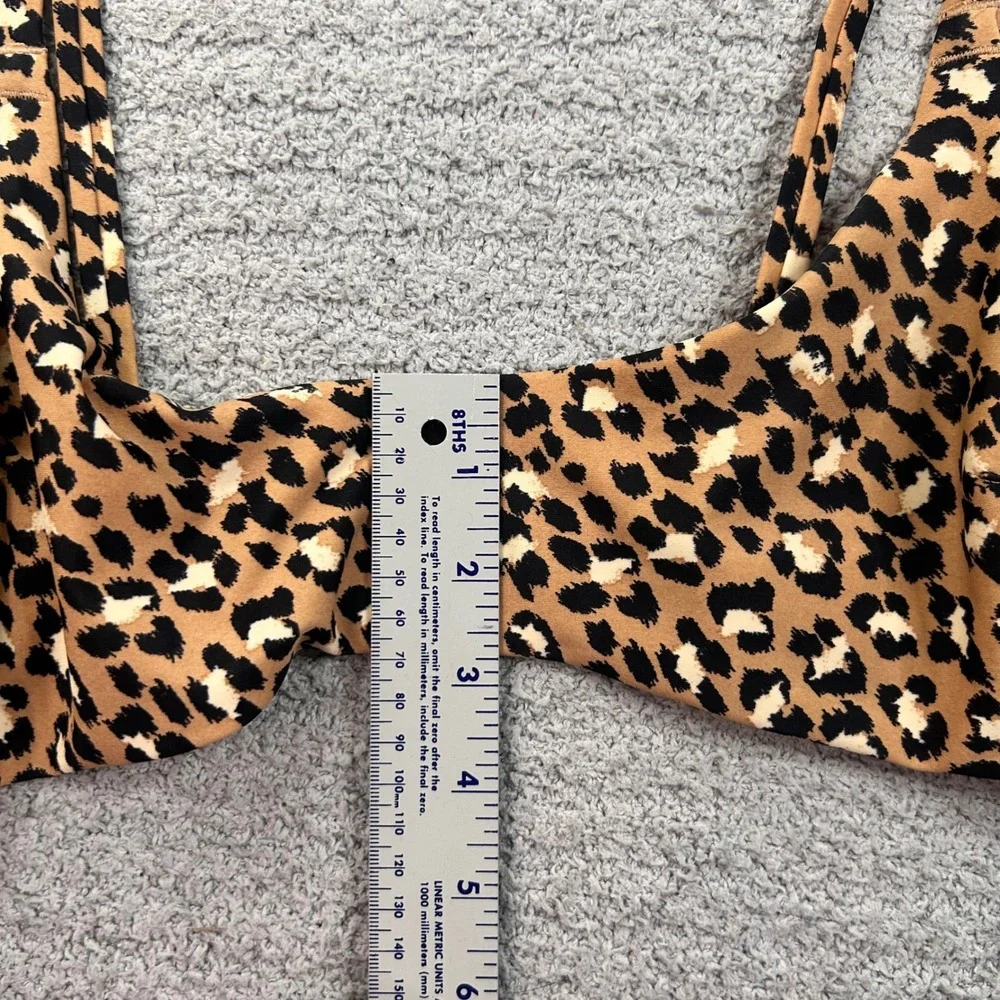 Aerie Leopard Scoop Bikini Top Tan Black Size L Animal Print Beachy Trendy Boho